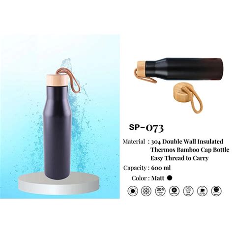 Double Wall Insulated Thermos Bamboo Cap Bottle – Florapeach