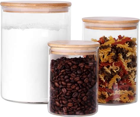 Amazon.com: Tzerotone Glass Flour and Sugar Containers, Set of 3 Large ...