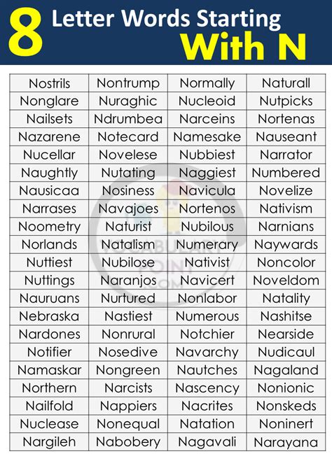 8 Letter Words Starting with N - Vocabulary Point