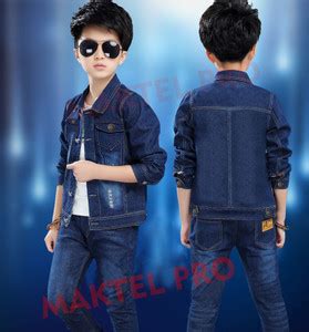 Alizba 3/4th Sleeve Solid Boys Denim Jacket - Buy Alizba 3/4th Sleeve ...