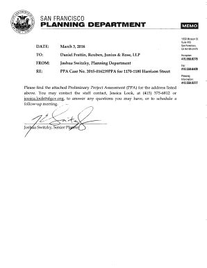 Fillable Online notice sfplanning Preliminary Project Assessment Letter ...