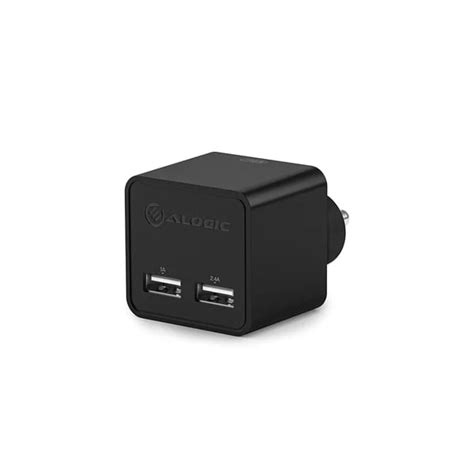 ALOGIC 2 Port USB Mini Wall Charger - 2.4A + 1A - 17W - BLACK - INDIAN ...