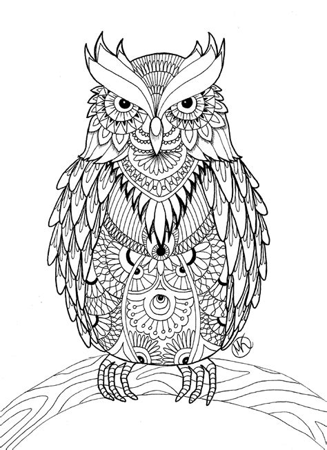 OWL Coloring Pages for Adults. Free Detailed Owl Coloring Pages