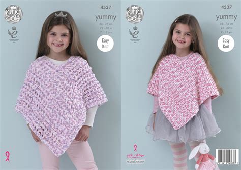 Buy King Cole 4537 Knitting Pattern Girls Ponchos to knit in King Cole ...