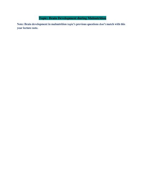 Brain Development during Malnutrition Questions Solved - Biochemistry ...