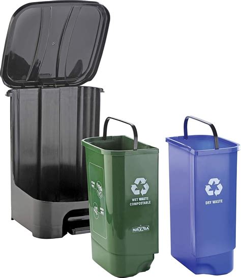 Aristo Twin Pedal Bin Dry Waste and Wet Waste Dustbin (20 Ltrs), Blue ...