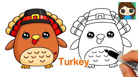 How to Draw a Turkey Easy | Cute Thanksgiving Art - YouTube