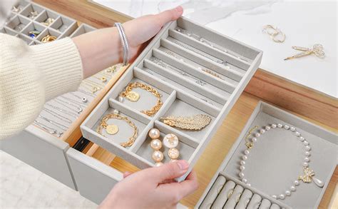 Yarlung 8 Pack Velvet Jewelry Trays Organizer, Stackable Jewelry ...