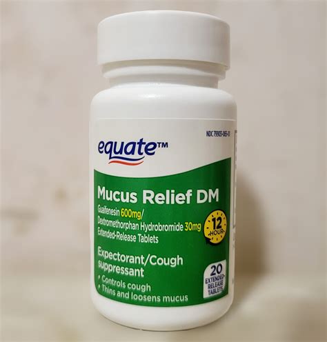 Equate Mucus Relief DM 20 таблеток Отхаркивающее средство с декстрометорфаном для облегчения ...