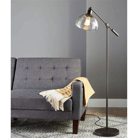 Breakwater Bay Antique Bronze Floor Lamp with Glass Shade | Wayfair