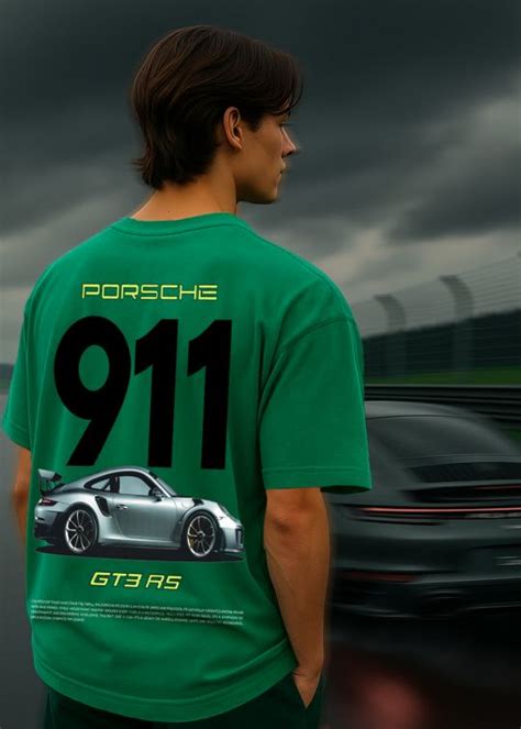 Porsche 911 Premium Emerald Green Oversized T-shirt For Men – Kwabey
