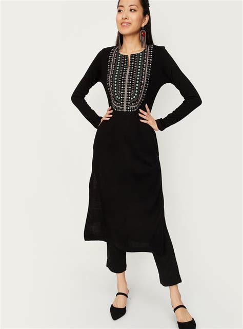 Buy Women Embroidered Winter Straight Kurta Online at just Rs. 1499.0 ...