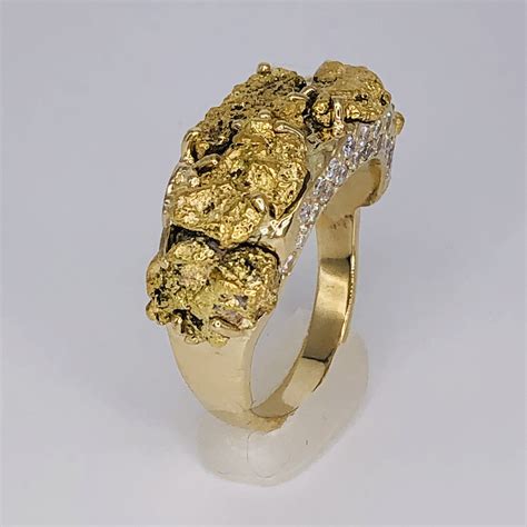 Custom Men's Gold Nugget & Diamond Ring - Jewelers Loupe St George, Utah