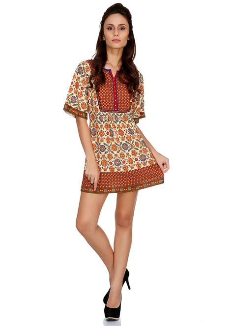 Get Floral Printed Half Sleeves Beige Tunic at ₹ 800 | LBB Shop