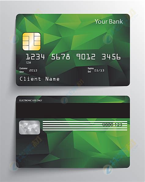 创意绿色立体底纹银行卡矢量素材下载-找素材