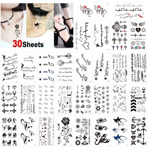 Buy Konsait Temporary Tattoos for Adult Women Men Kids(30 Sheets ...