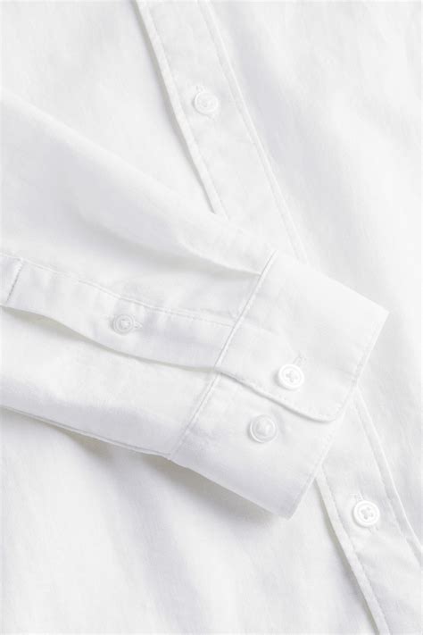 Men’s White Regular Fit Linen-blend grandad shirt | H&M IN