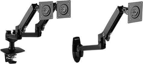 Buy Amazon Basics Dual Monitor Stand, Lift Engine Arm Mount, Black ...