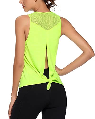 Buy Quccefods Workout Tops for Women Open Back Athletic Yoga Shirts Tie ...