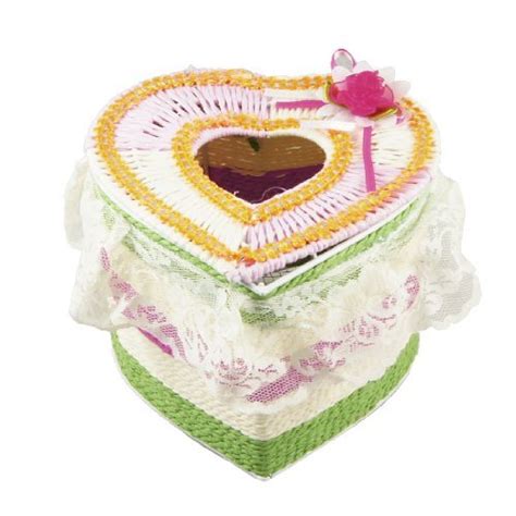 Alcoa PrimeHeart Shaped Organza Flower Lace Rim Tissue Box Green Beige ...