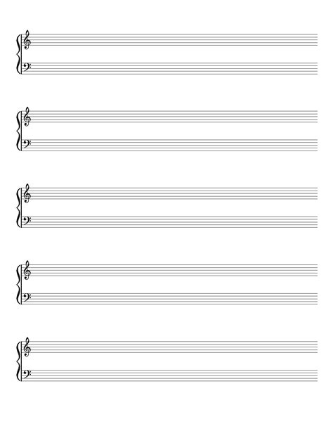 Grand Staff, Printable Blank Sheet Music, Music Staff Paper, Letter/a4 ...