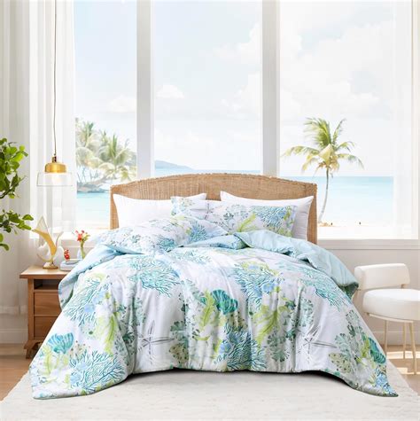 Amazon.com: Tritard Coastal Comforter Set King Size 3 Piece, Soft Beach ...