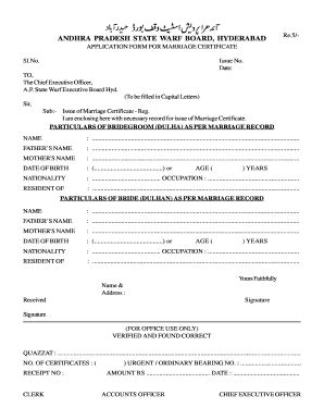 2001-2026 India Andhra Pradesh Application Form for Marriage ...