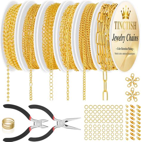 Amazon.com: ROADPLUM 6 Roll Jewelry Making Kit - Gold Necklace Chains (Copper & Stainless Steel ...