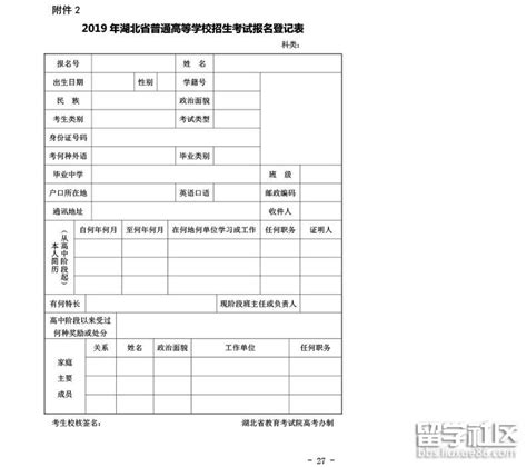 2021甘肃省普通高校招生考生报名登记表