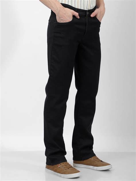 Buy Men's Black Mid Rise Regular Fit Sustainable Jeans Online | Numero Uno