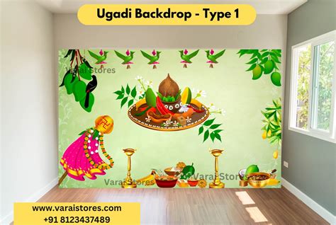 Ugadi Backdrop Type -1 - Printed Backdrop - FABRIC (5x8) Feet
