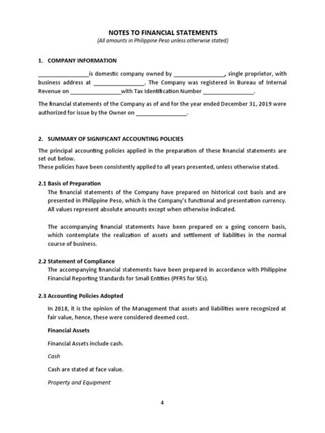 Image result for Financial Statement Notes Examples