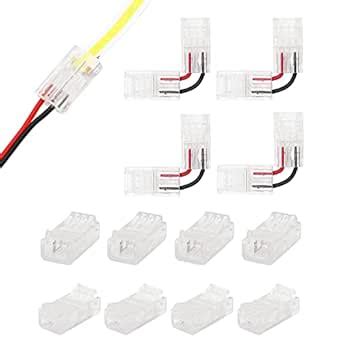 PAUTIX 8pcs 2-Pin 8mm COB LED Strip to Wire Connector Unwired Clips ...