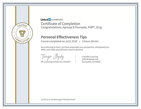Certificate ofcompletion personal effectiveness tips | PDF