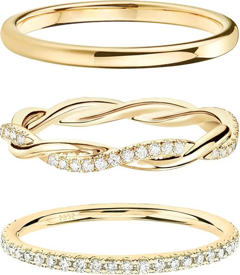 JLMMEN Stackable Gold Rings for Women, Non Tarnish, 14K Gold Plated ...