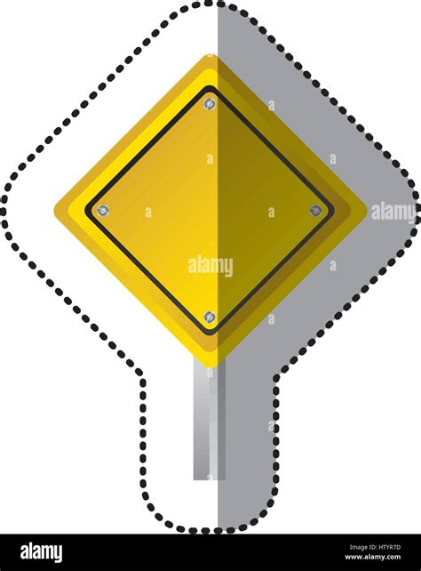 sticker yellow diamond shape traffic sign with base pole Stock Vector ...