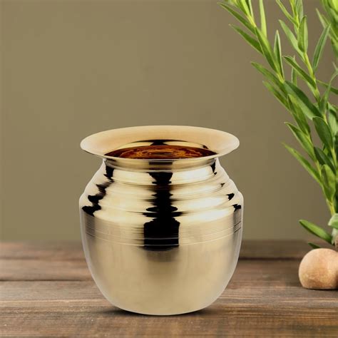 TORPPEZA Handcrafted Pure Brass Pooja Kalash 450ml Lota for Pooja and ...