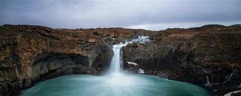 Download wallpaper 2560x1024 waterfall, lake, river, cliff, landscape ...