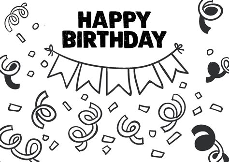 Birthday Cards To Color - 12 Free PDF Printables | Printablee
