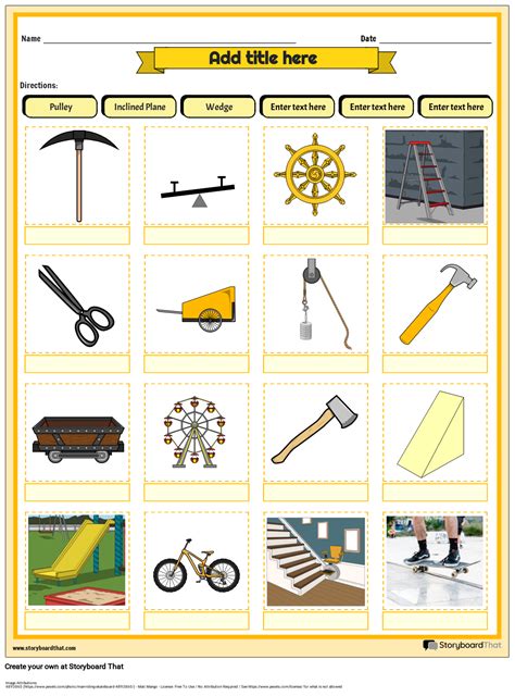 Storyboard That: Free Simple Machines Worksheets