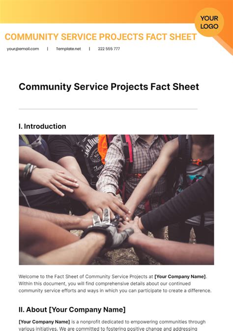 Free Community Service Projects Fact Sheet Template to Edit Online