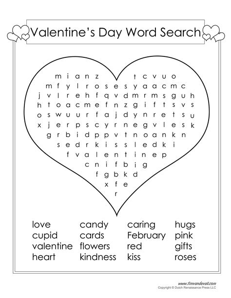 Valentines Word Search Printable