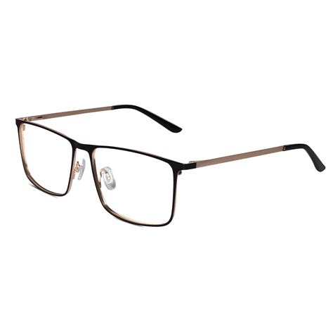 All Day Comfort with Classic Men Gold Black Computer Glasses Blue Lens ...