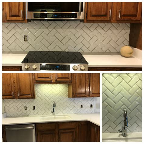 Herringbone Pattern Tile Backsplash