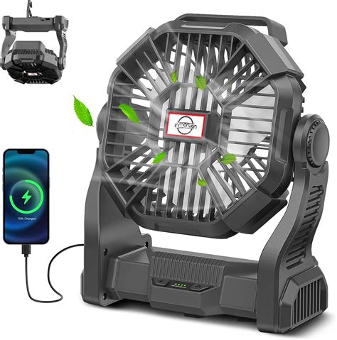Amazon.com: CONBOLA Portable Rechargeable Camping Fan for Tent with LED ...