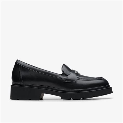 Womens Lauryl Step Black Leather Slip Ons | Clarks