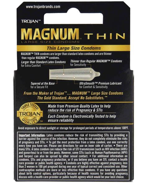 Trojan Magnum Thin Latex Lubricated Condoms Box of 3 | Naughty Kinky