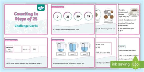 👉 Counting is Steps of 25 Challenge Cards