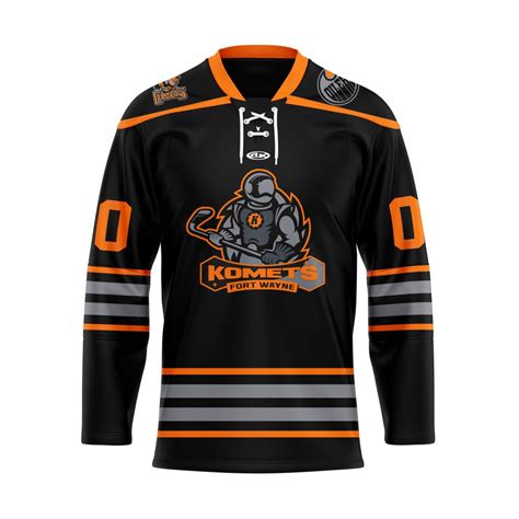 ECHL Fort Wayne Komets Personalized Blackout Lace Hockey Jersey – Style ...