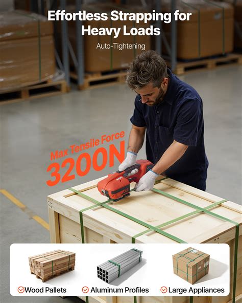 VEVOR Electric Strapping Machine, 2 x 4000mAh Batteries, Automatic ...